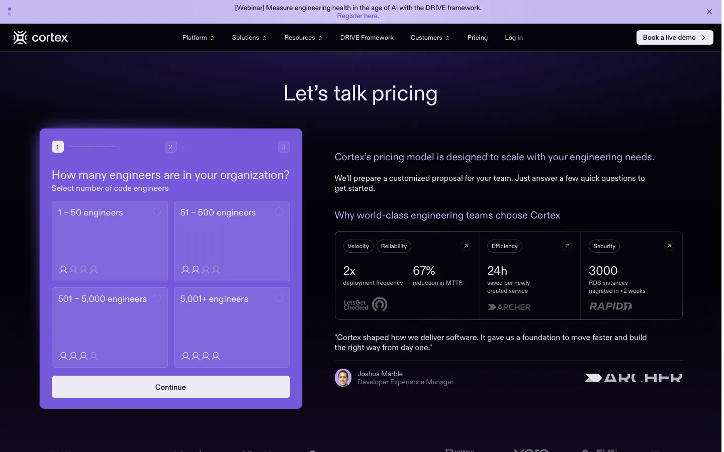 cortex.io - Pricing Screenshot Preview