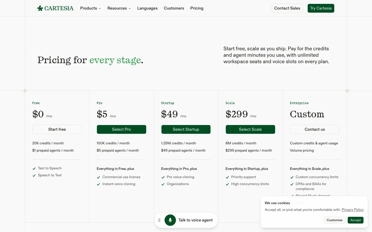 cartesia.ai - Pricing Screenshot Preview
