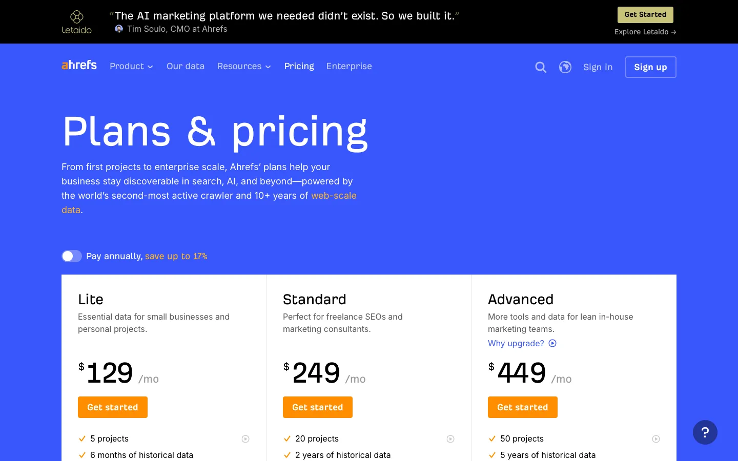 ahrefs.com - Pricing Screenshot Preview