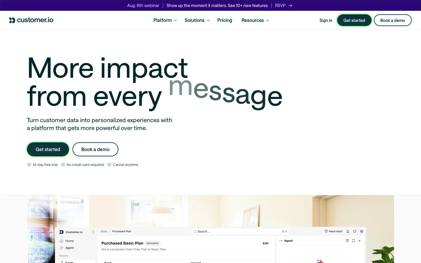 customer.io - Landing Screenshot Preview