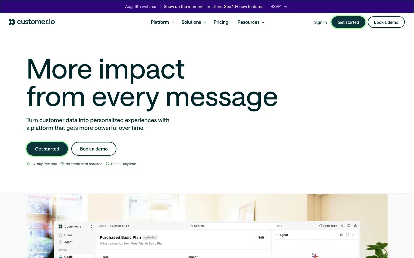 customer.io - Landing Screenshot Preview