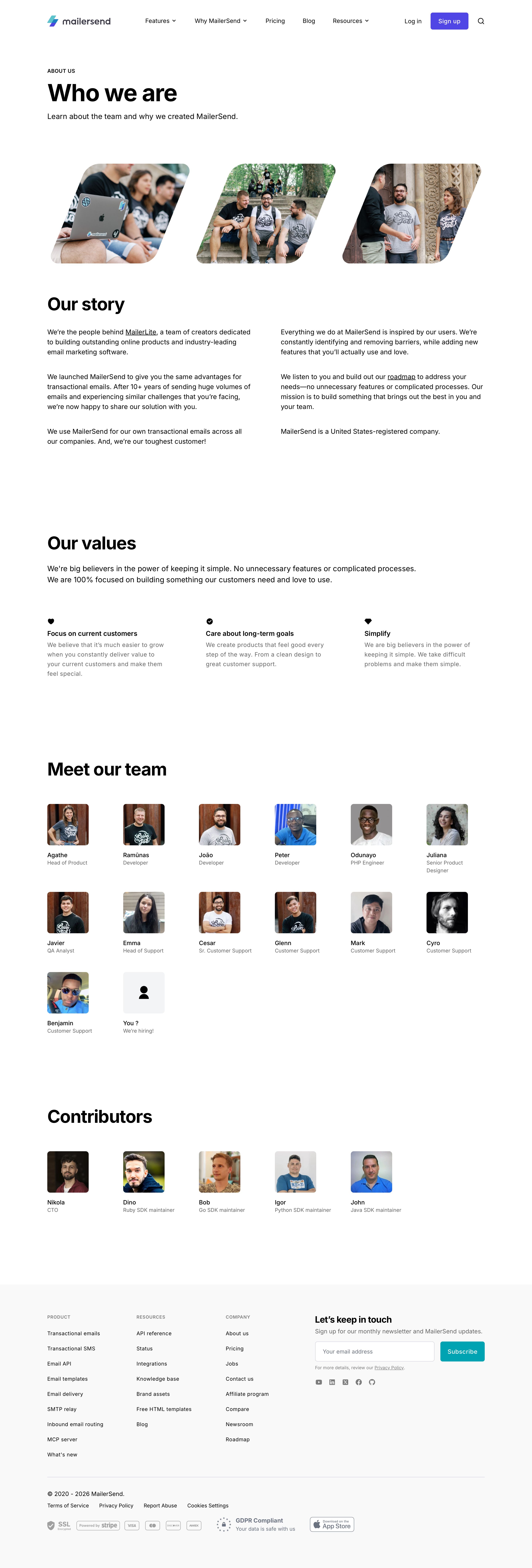 mailersend.com - About us - MailerSend - Desktop Screenshot