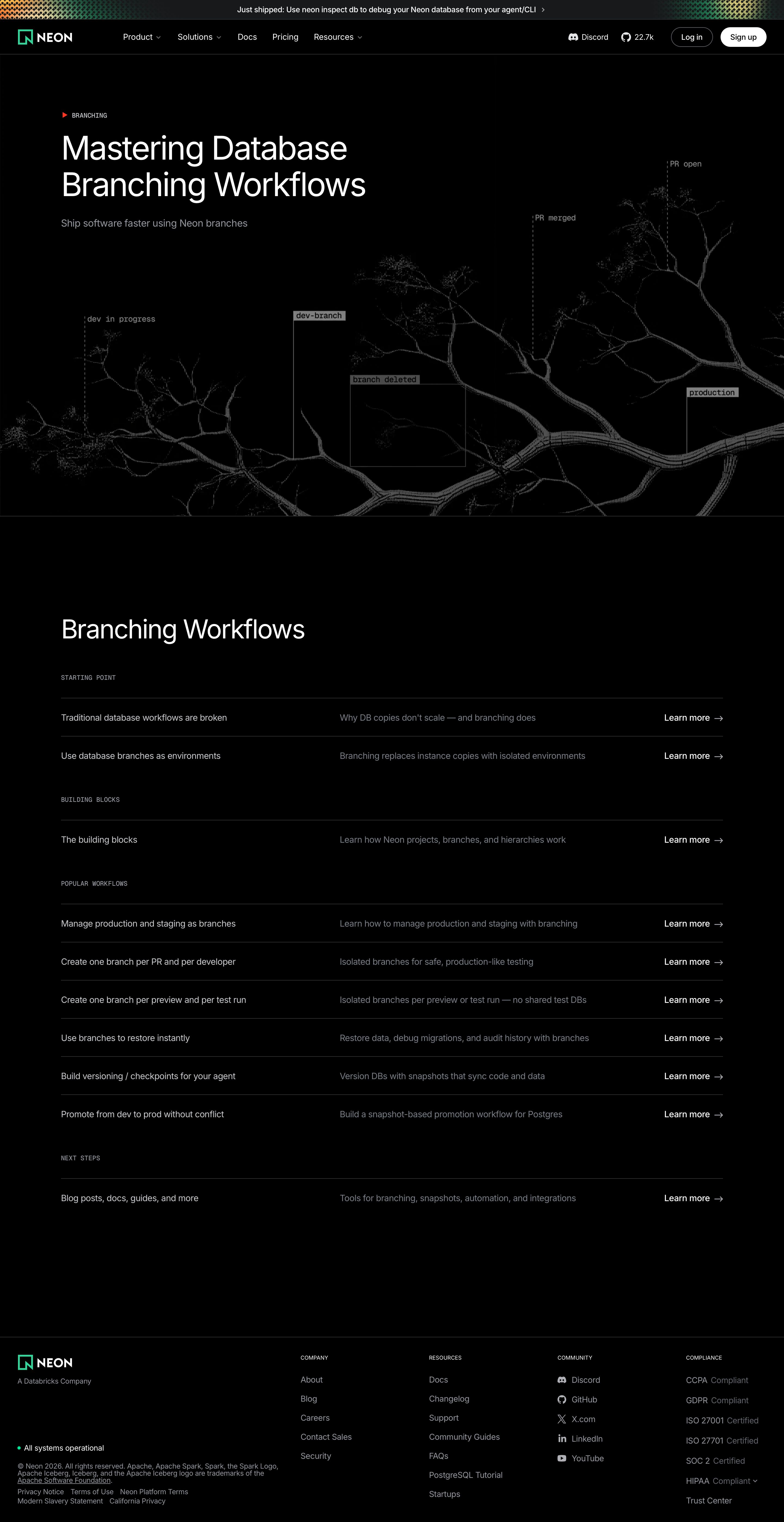 neon.tech - Database Branching Workflows - Neon - Desktop Screenshot