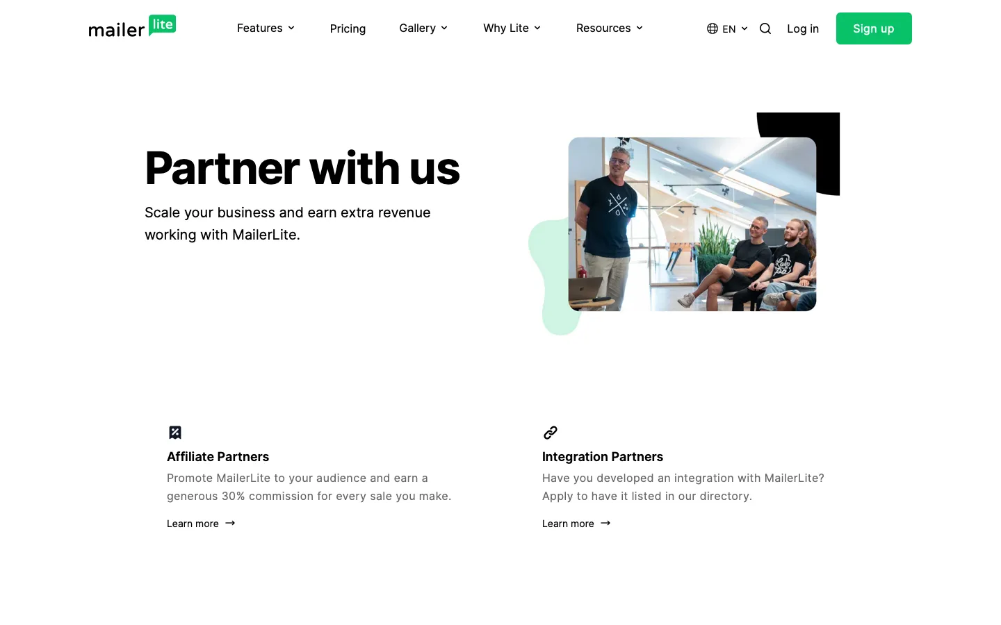 mailerlite.com - Partners Screenshot Preview