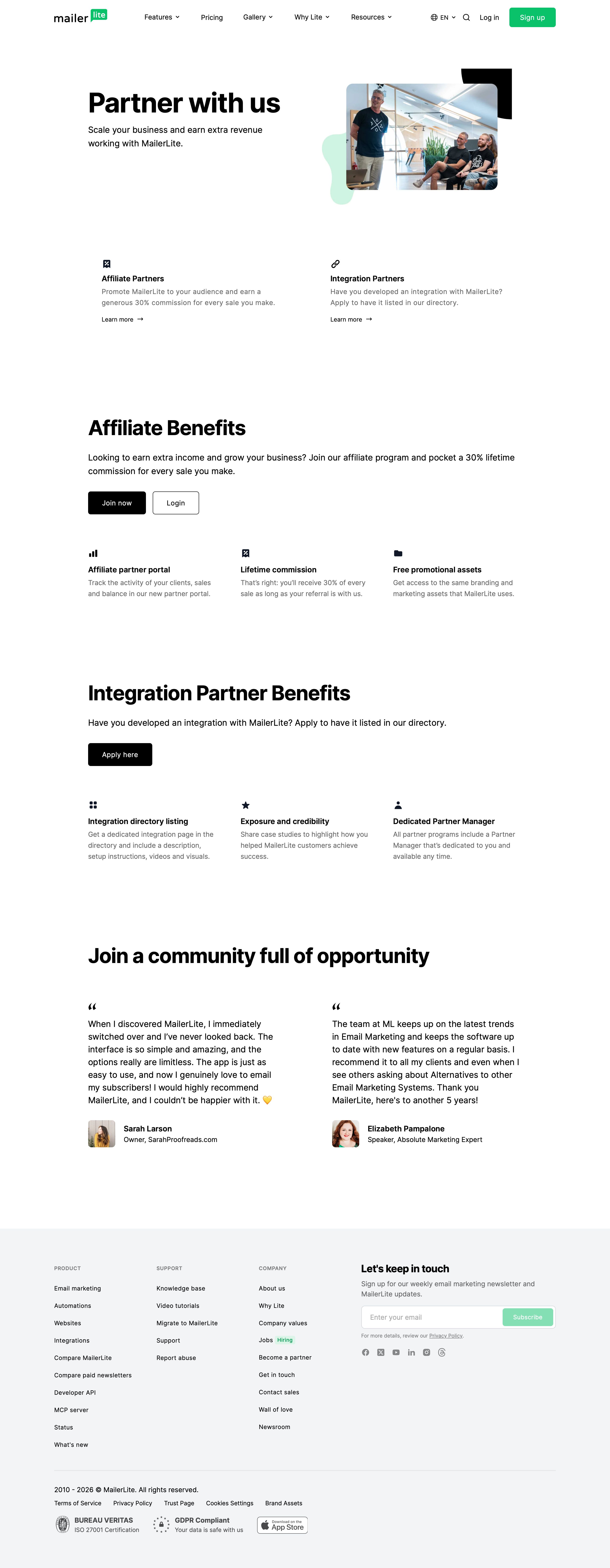 mailerlite.com - Become a MailerLite Partner - MailerLite - Desktop Screenshot