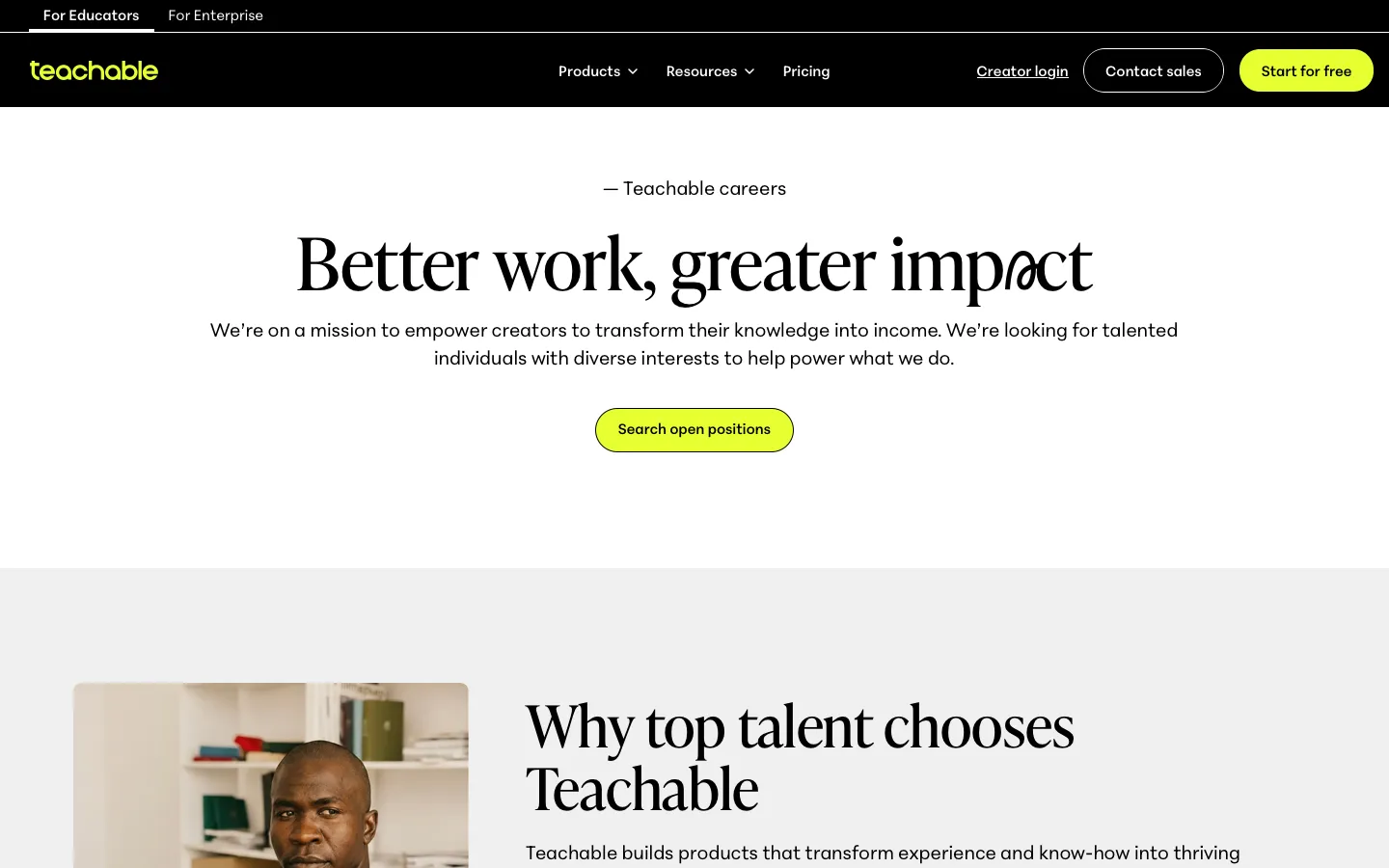 teachable.com - Careers Screenshot Preview