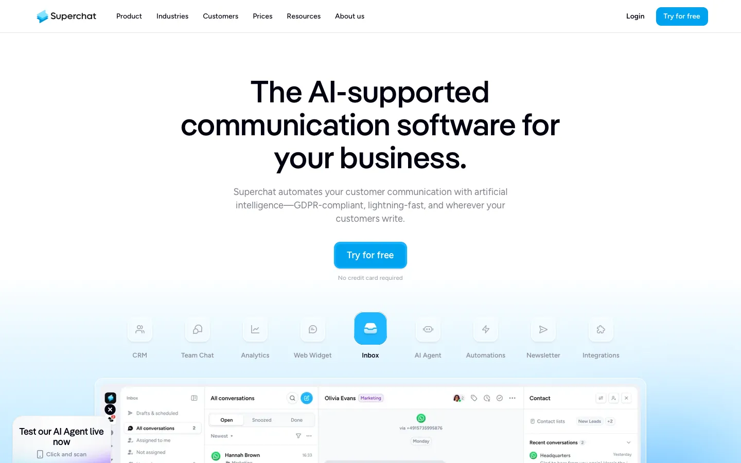superchat.com - Landing Screenshot Preview