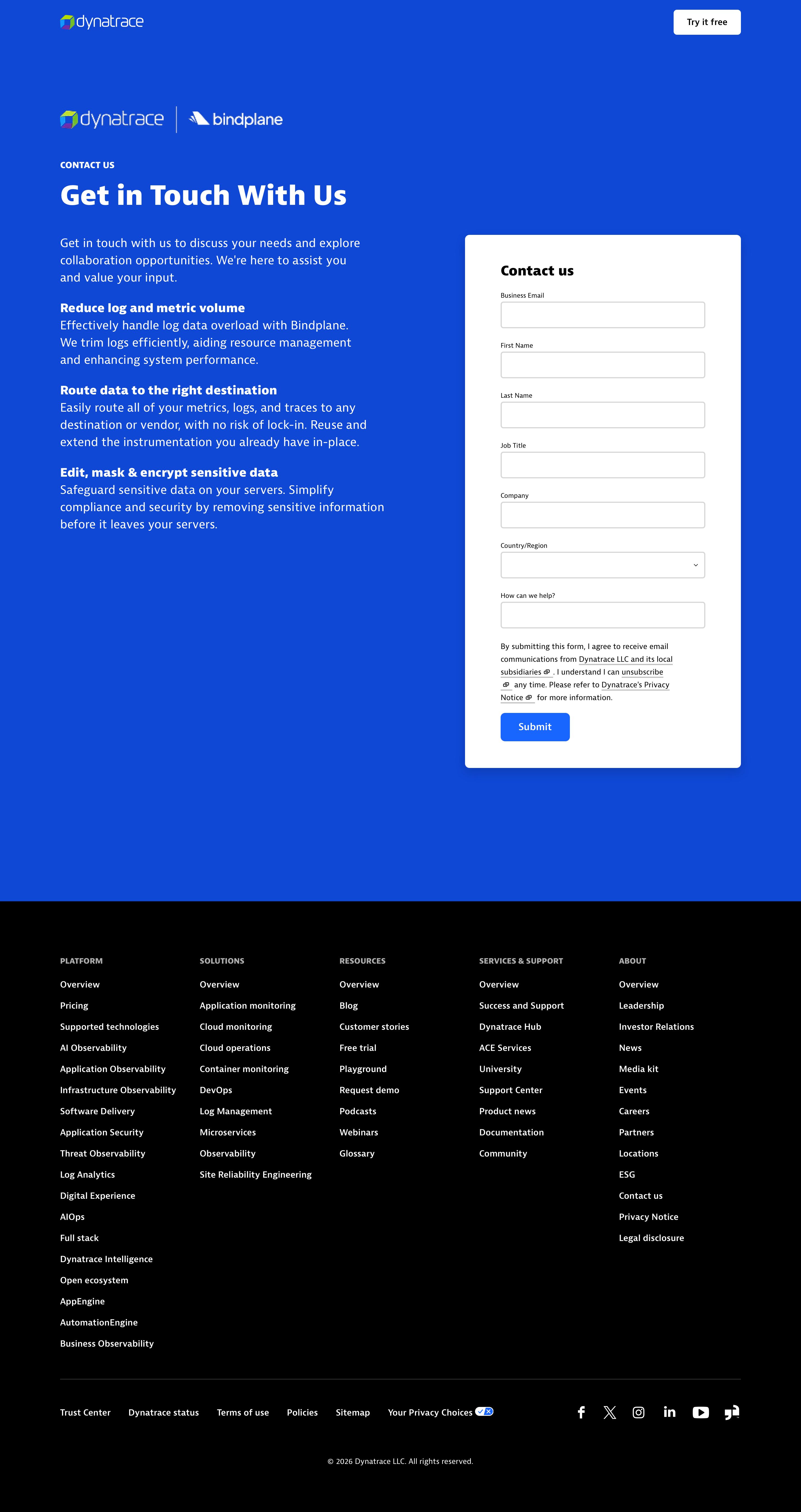 bindplane.com - Contact Us | Bindplane - Desktop - Sat Aug 01 2026 05:20:21 GMT+0000 (Coordinated Universal Time) Screenshot