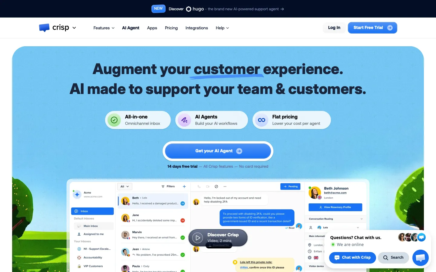 crisp.chat - Landing Screenshot Preview