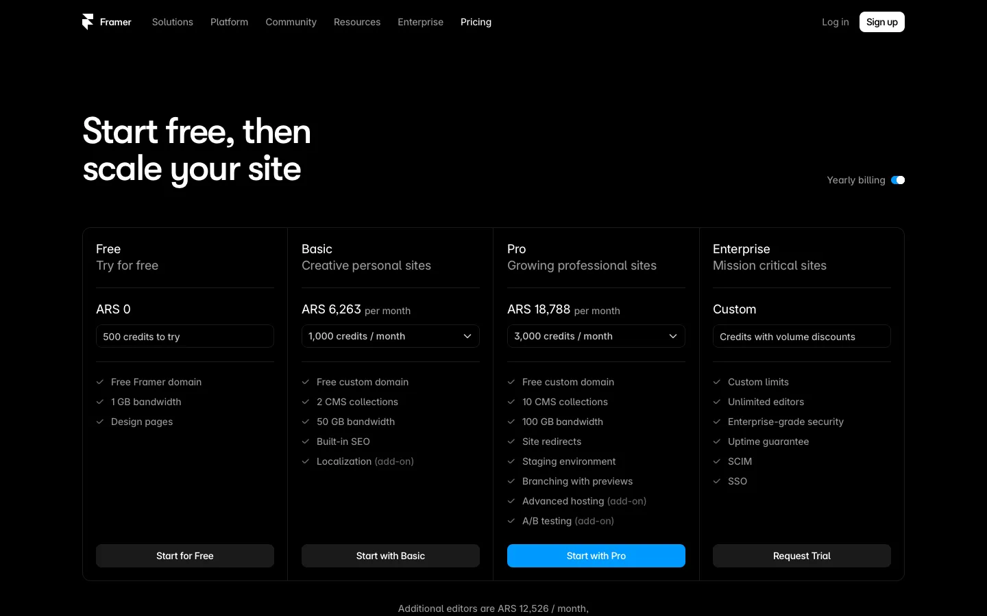 framer.com - Pricing Screenshot Preview