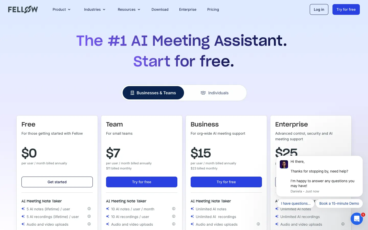 fellow.app - Pricing Screenshot Preview