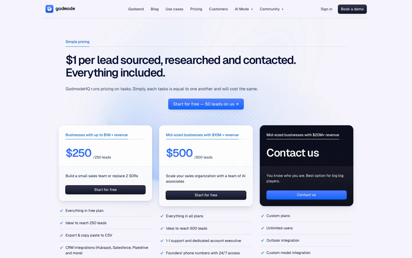 godmodehq.com - Pricing Screenshot Preview