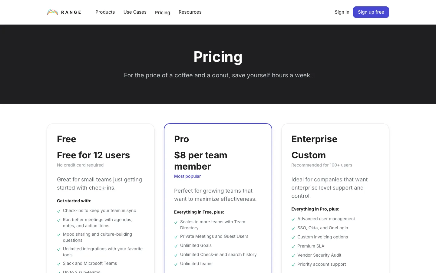 range.co - Pricing Screenshot Preview