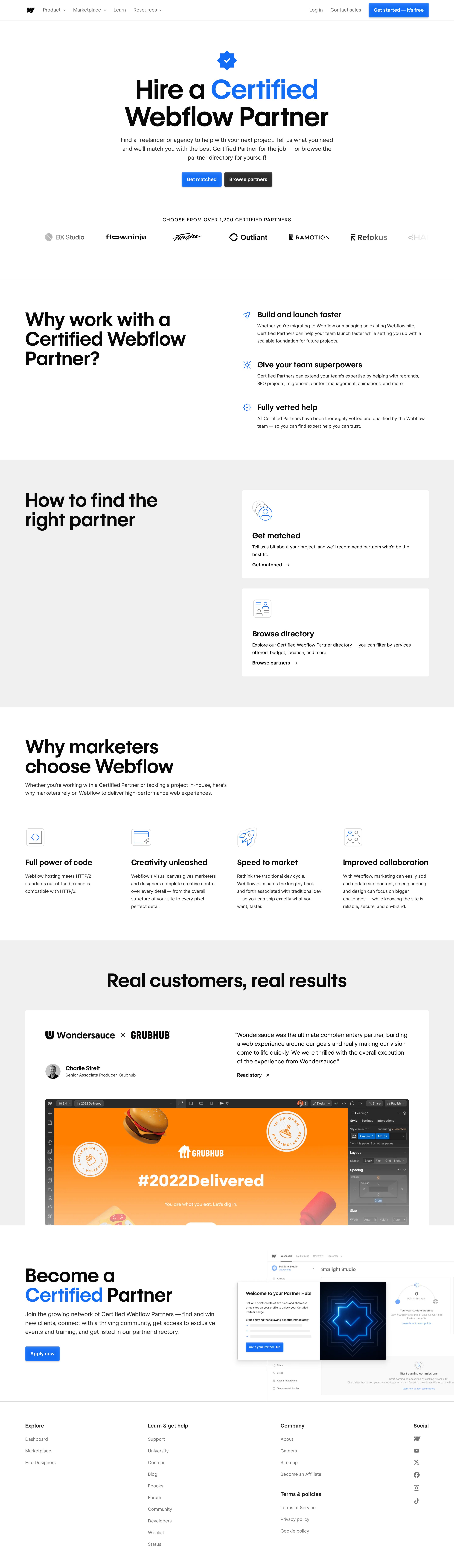 webflow.com - Hire certified Webflow designers and agencies | Certified Partners - Desktop - Tue Jul 28 2026 20:09:04 GMT+0000 (Coordinated Universal Time) Screenshot