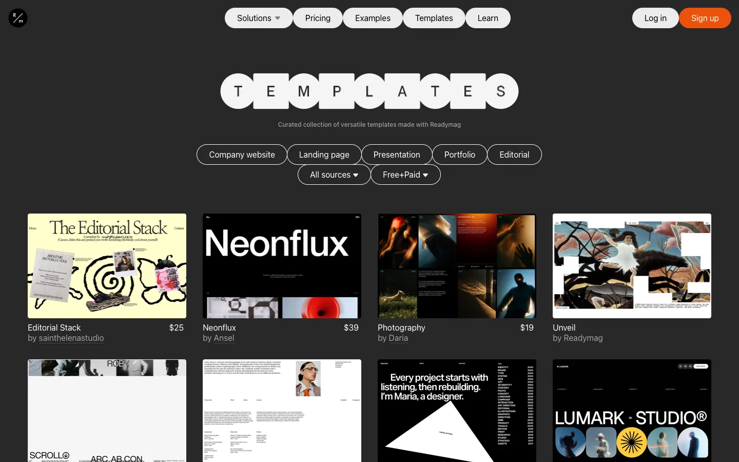readymag.com - Templates Screenshot Preview