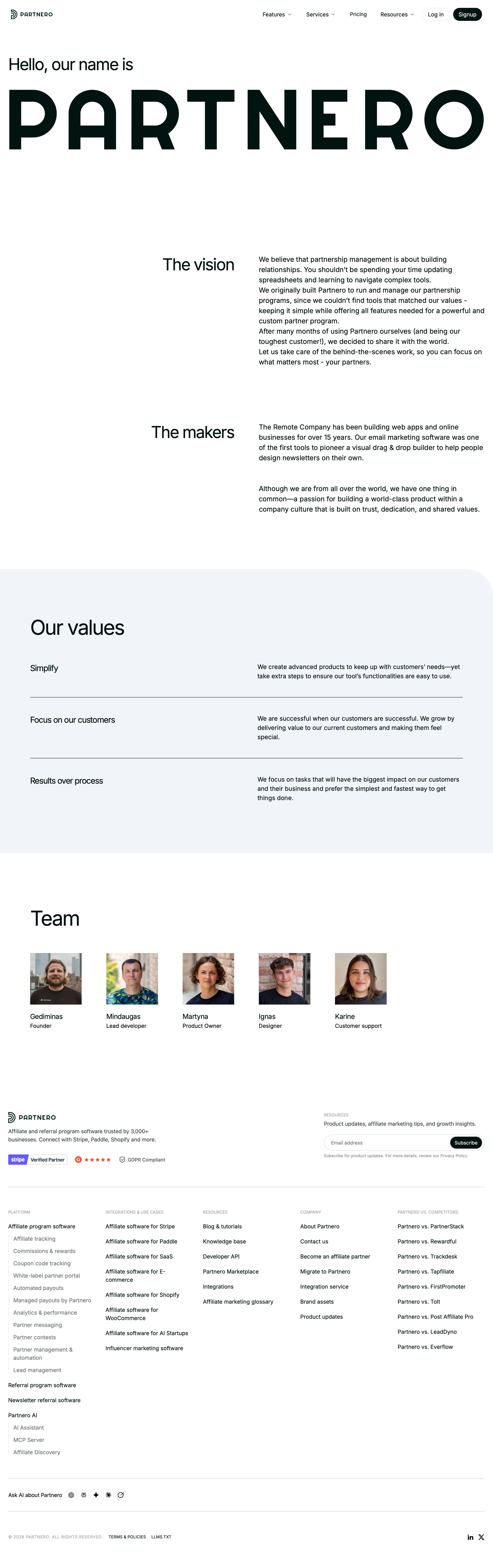 partnero.com - About Us | Learn More About Partnero - Desktop - Mon Jul 27 2026 19:26:29 GMT+0000 (Coordinated Universal Time) Screenshot