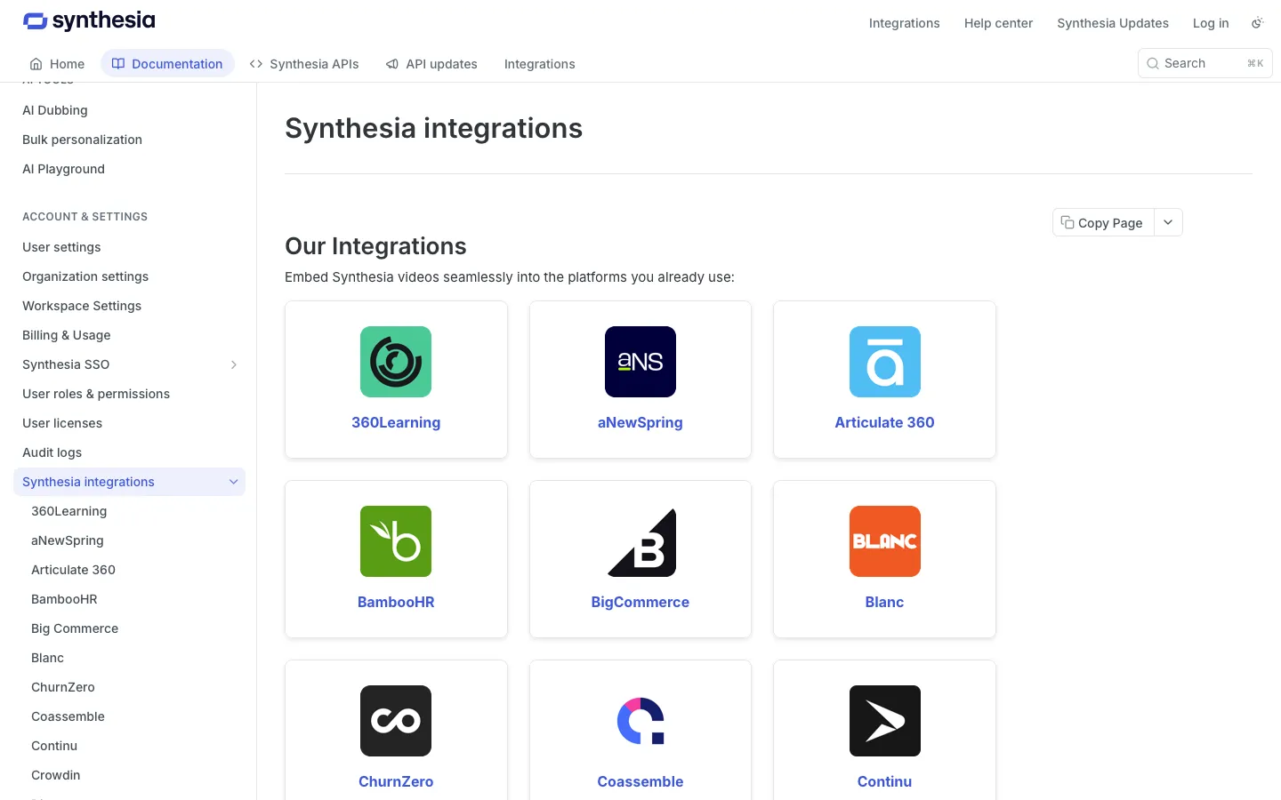synthesia.io - Integrations Screenshot Preview