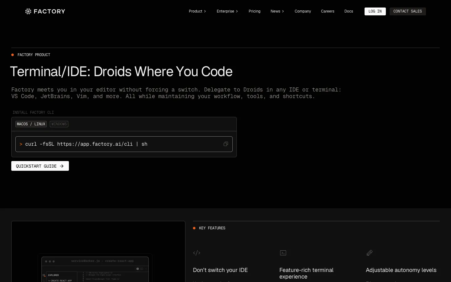 factory.ai - Product Screenshot Preview