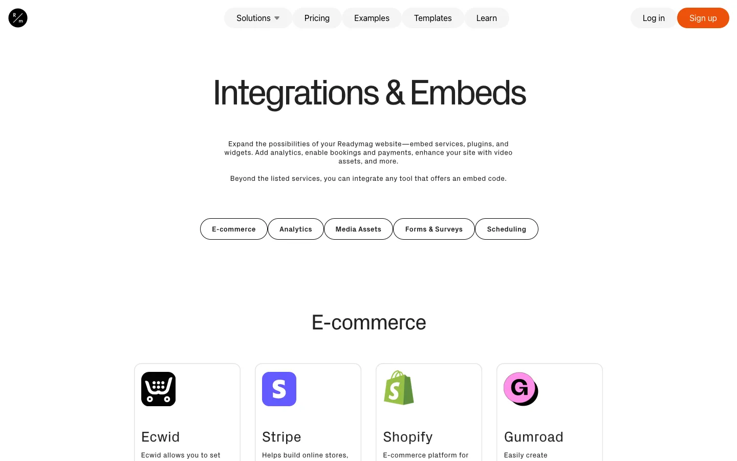 readymag.com - Integrations Screenshot Preview