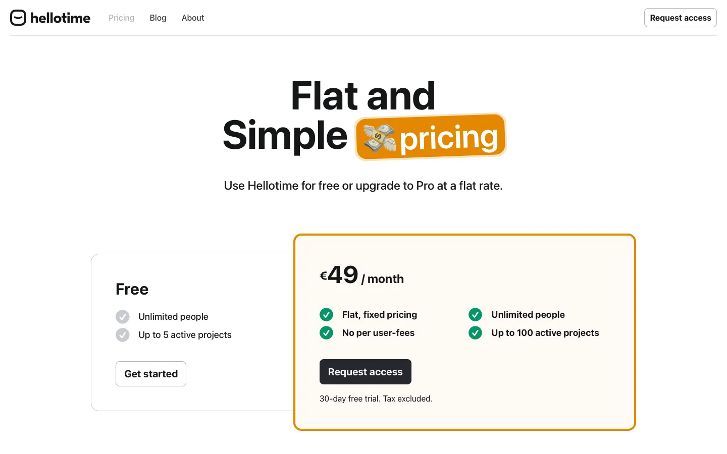hellotime.io - Pricing Screenshot Preview