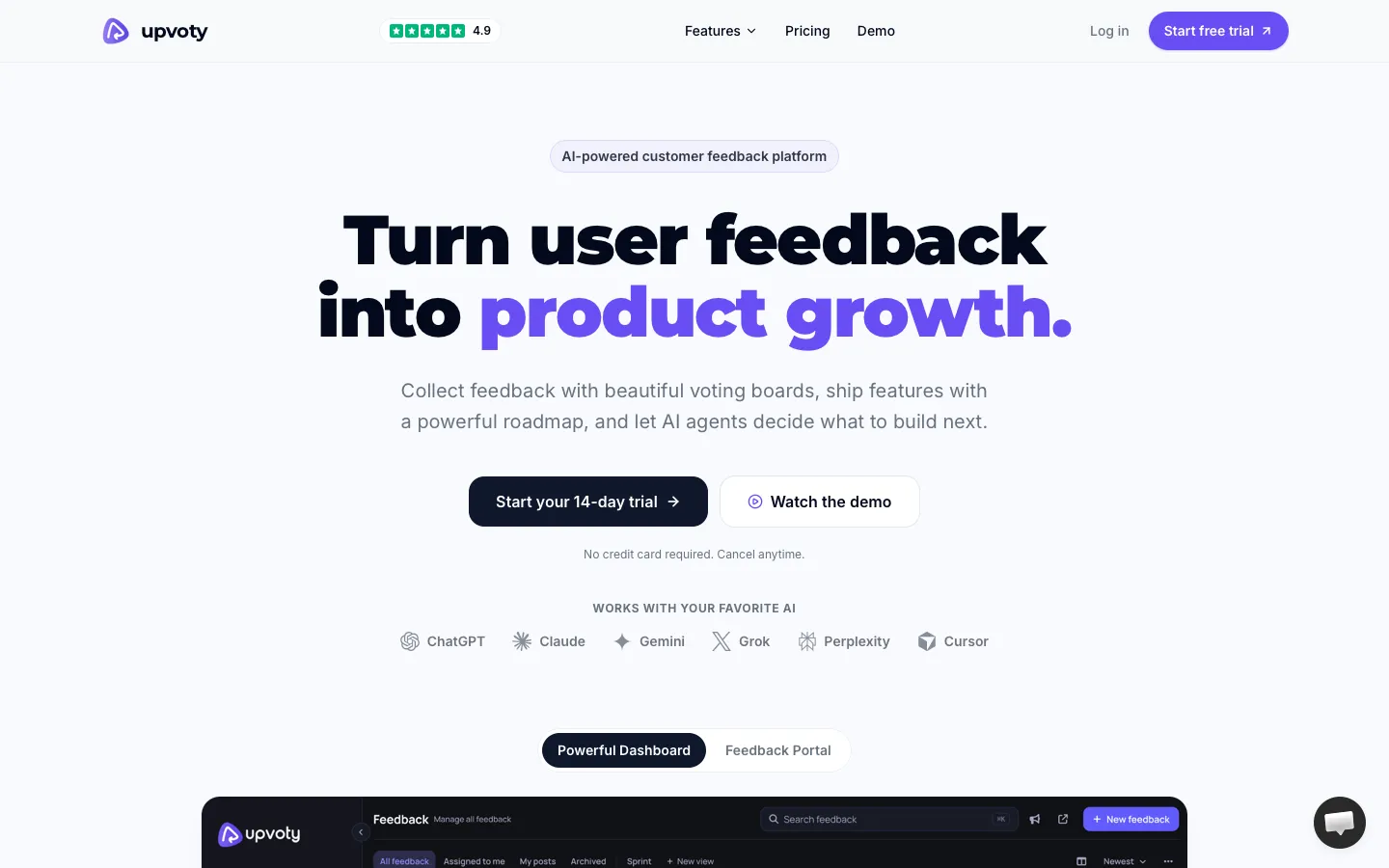 upvoty.com - Landing Screenshot Preview