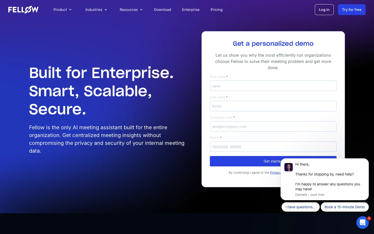 fellow.app - Enterprise Screenshot Preview