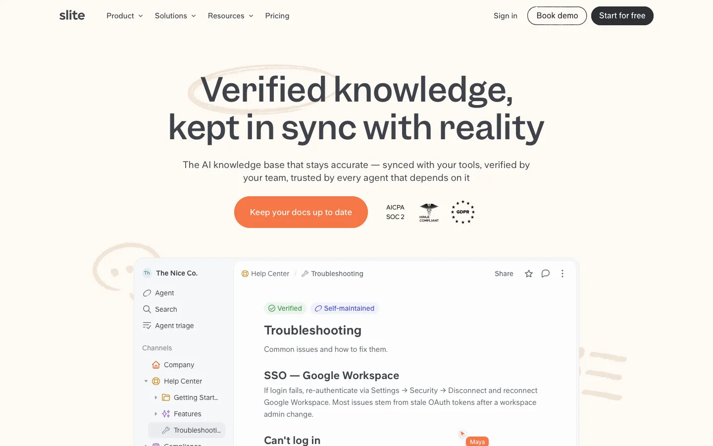 slite.com - Landing Screenshot Preview