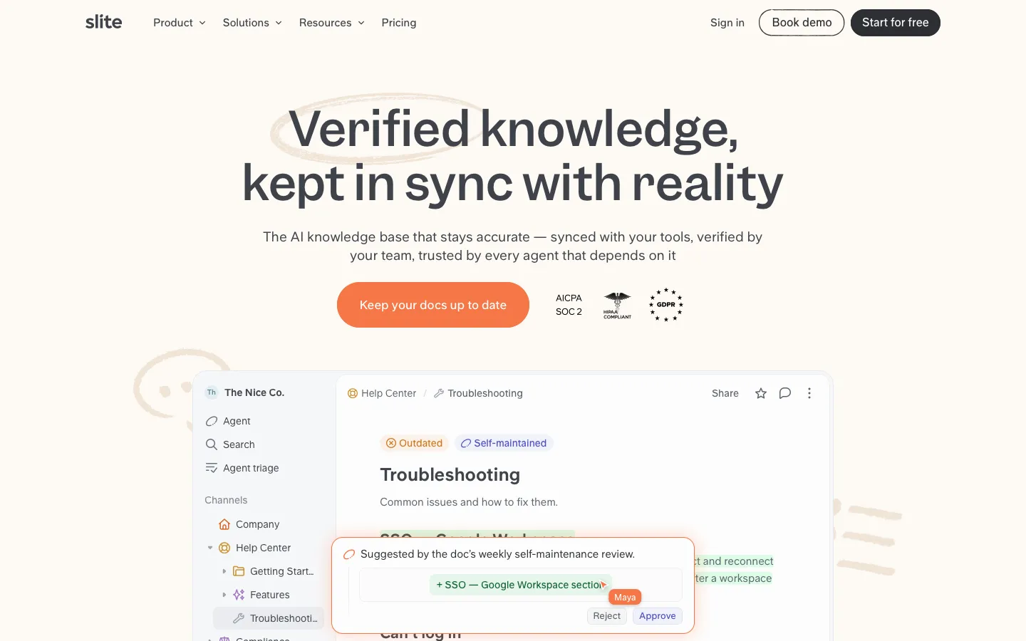 slite.com - Landing Screenshot Preview