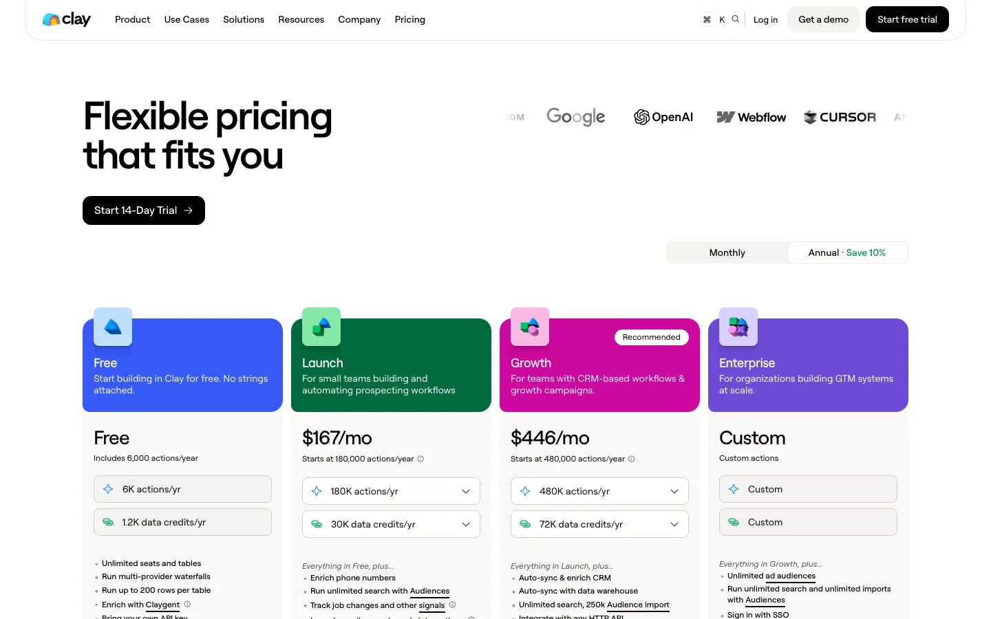 clay.com - Pricing Screenshot Preview