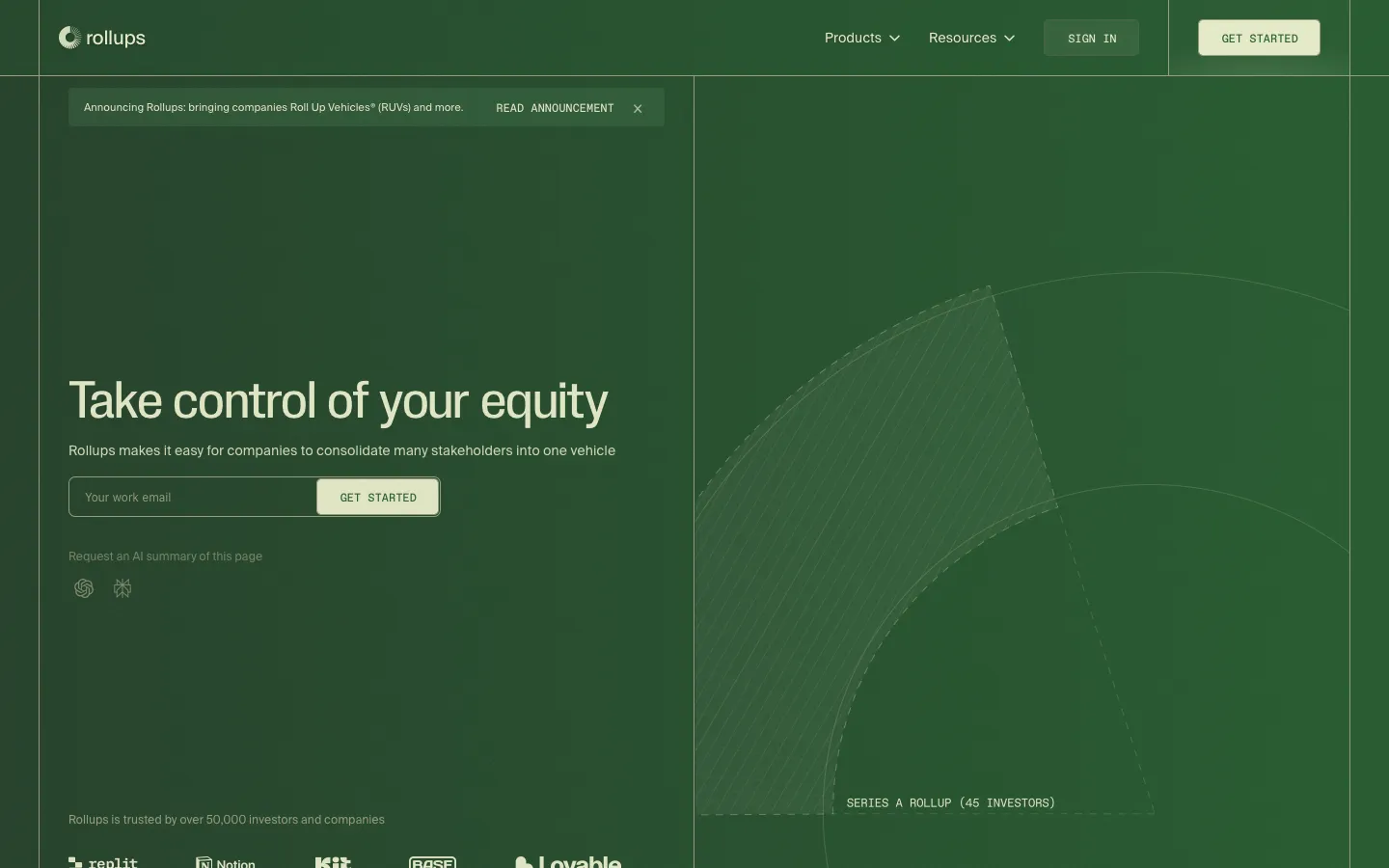 rollups.com - Landing Screenshot Preview