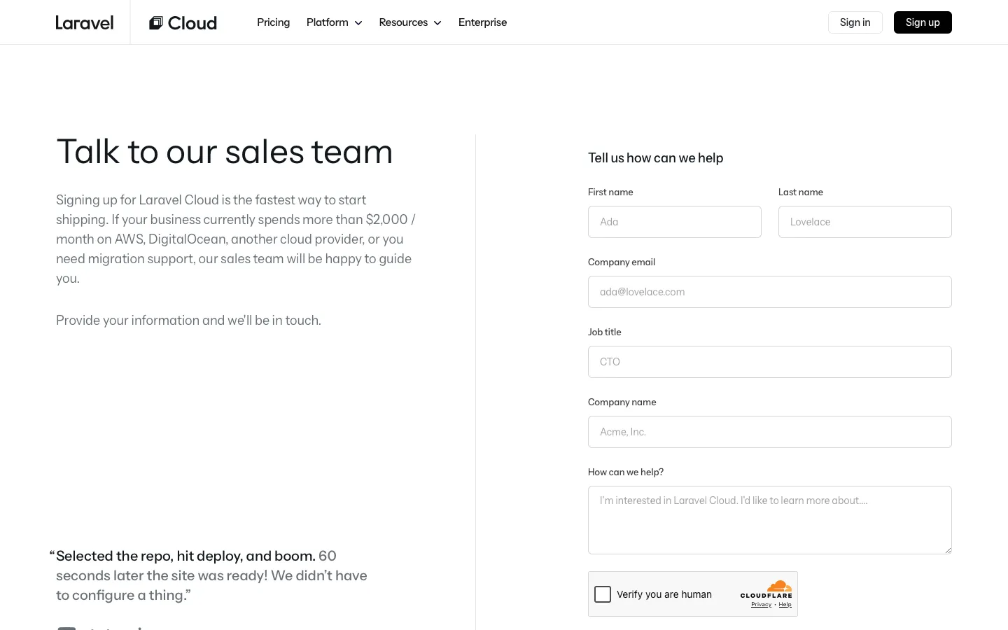 laravel.com - Contact Screenshot Preview