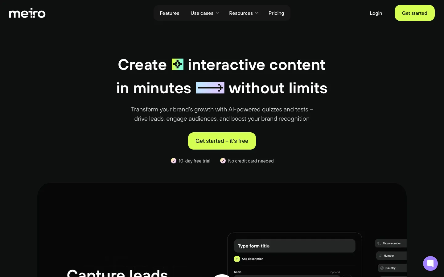 meiro.cc - Landing Screenshot Preview