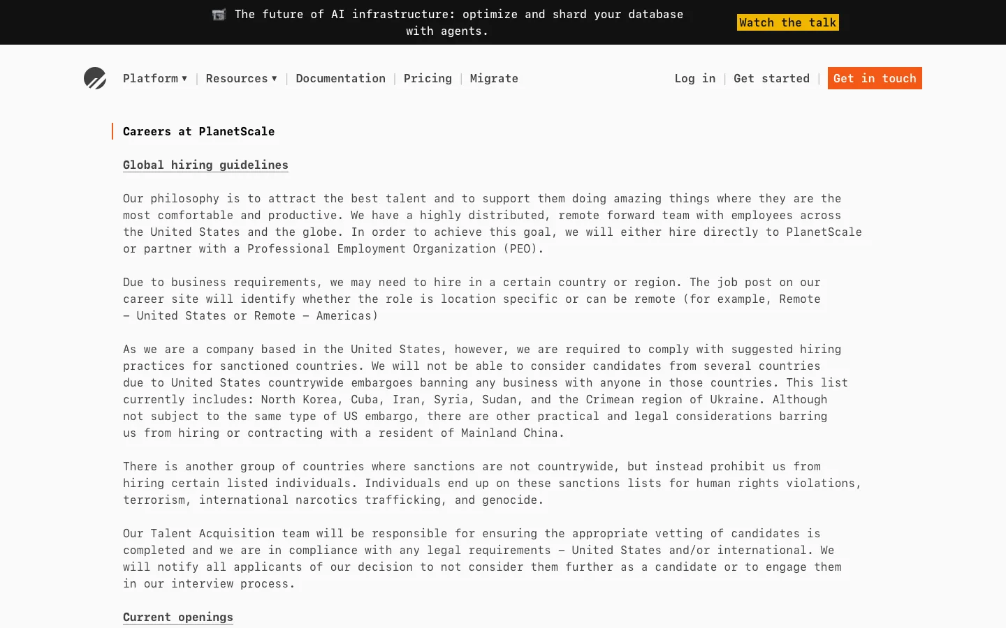 planetscale.com - Careers Screenshot Preview