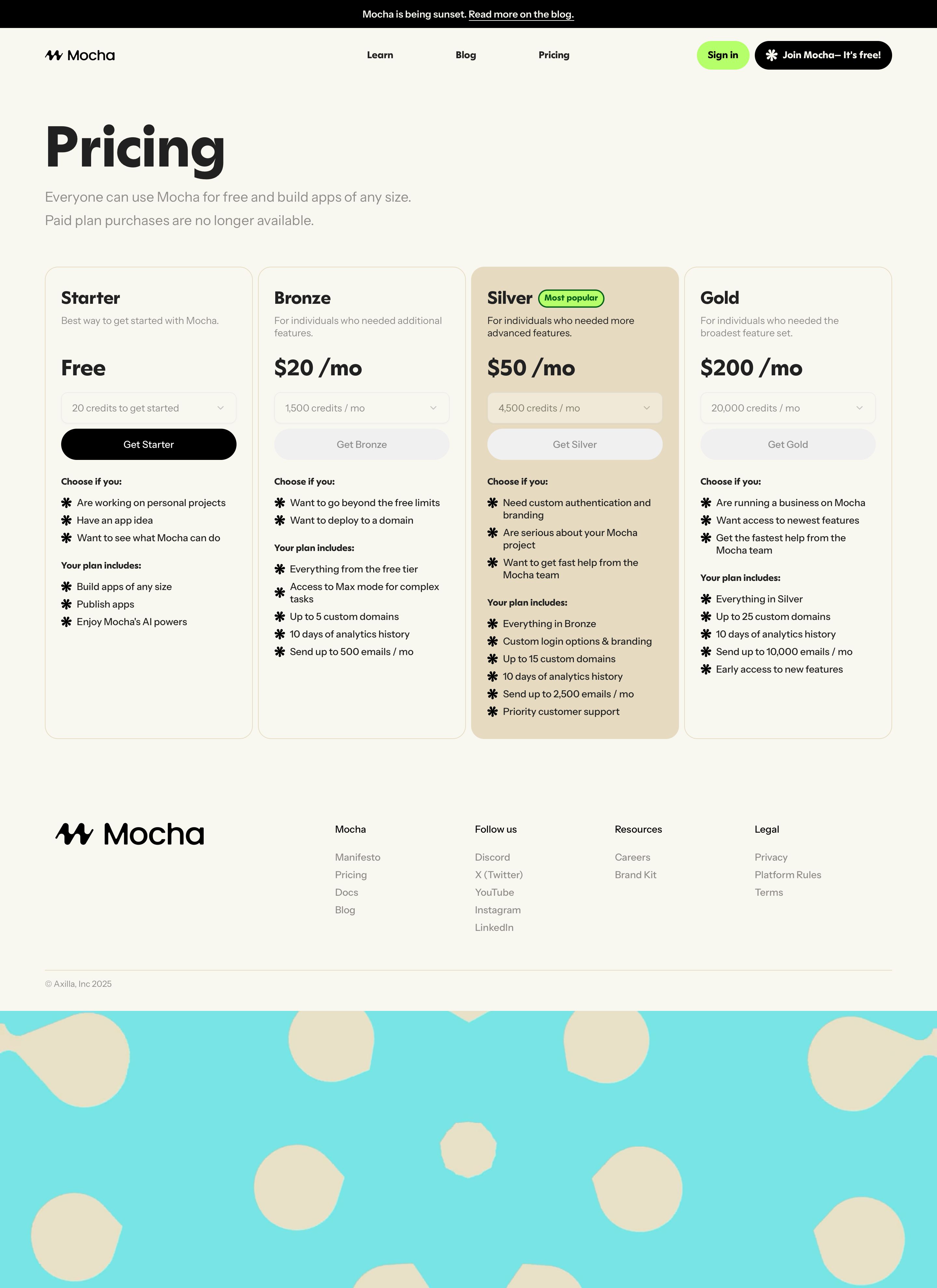 getmocha.com - Mocha Pricing: Affordable AI App Building Plans - Desktop Screenshot