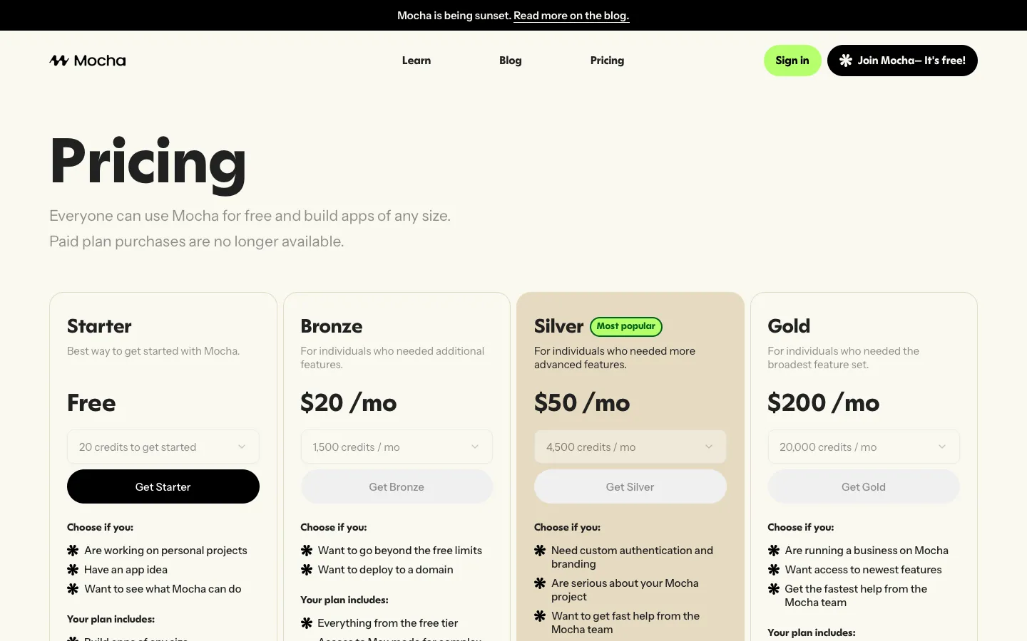 getmocha.com - Pricing Screenshot Preview