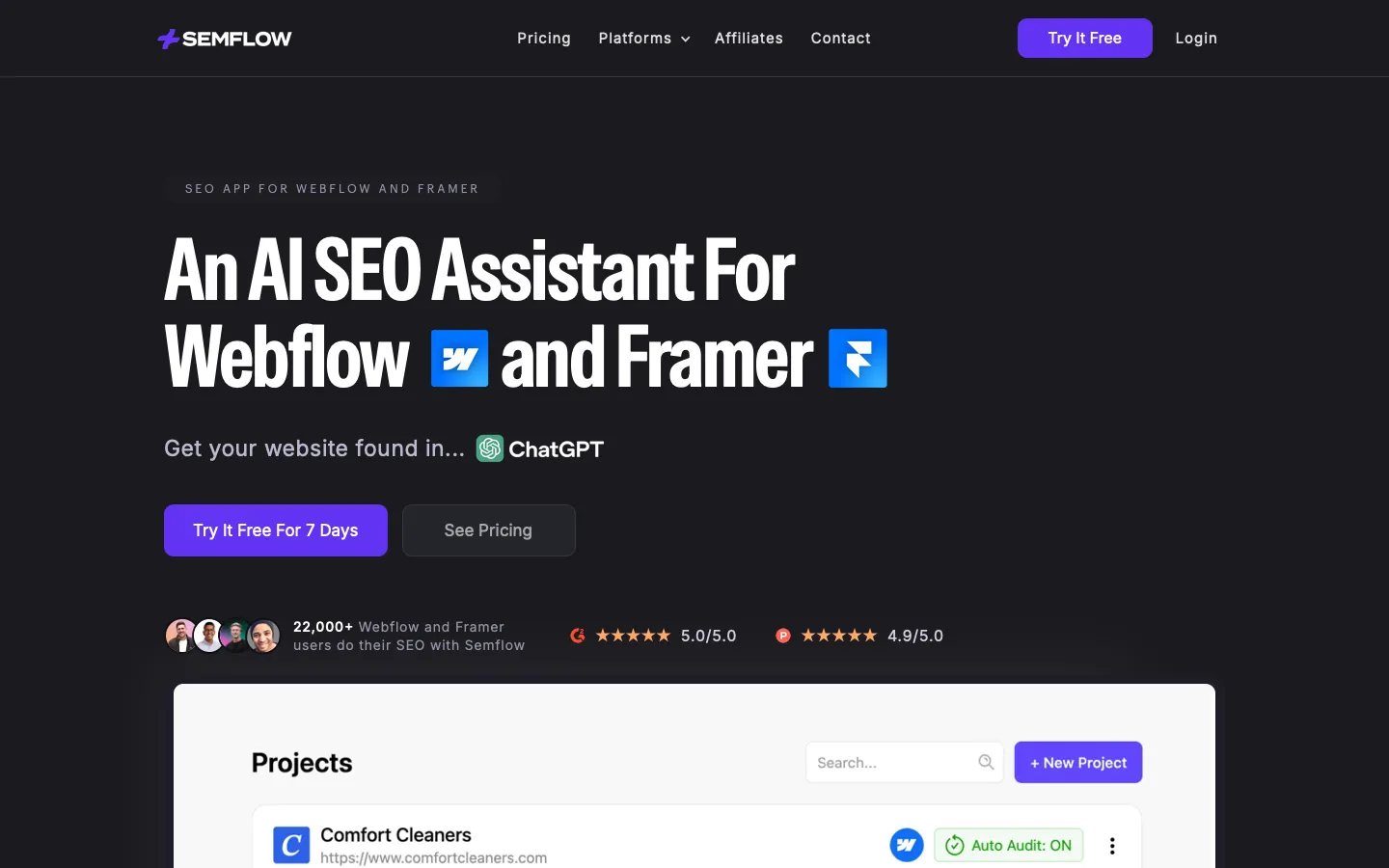 semflow.io - Landing Screenshot Preview