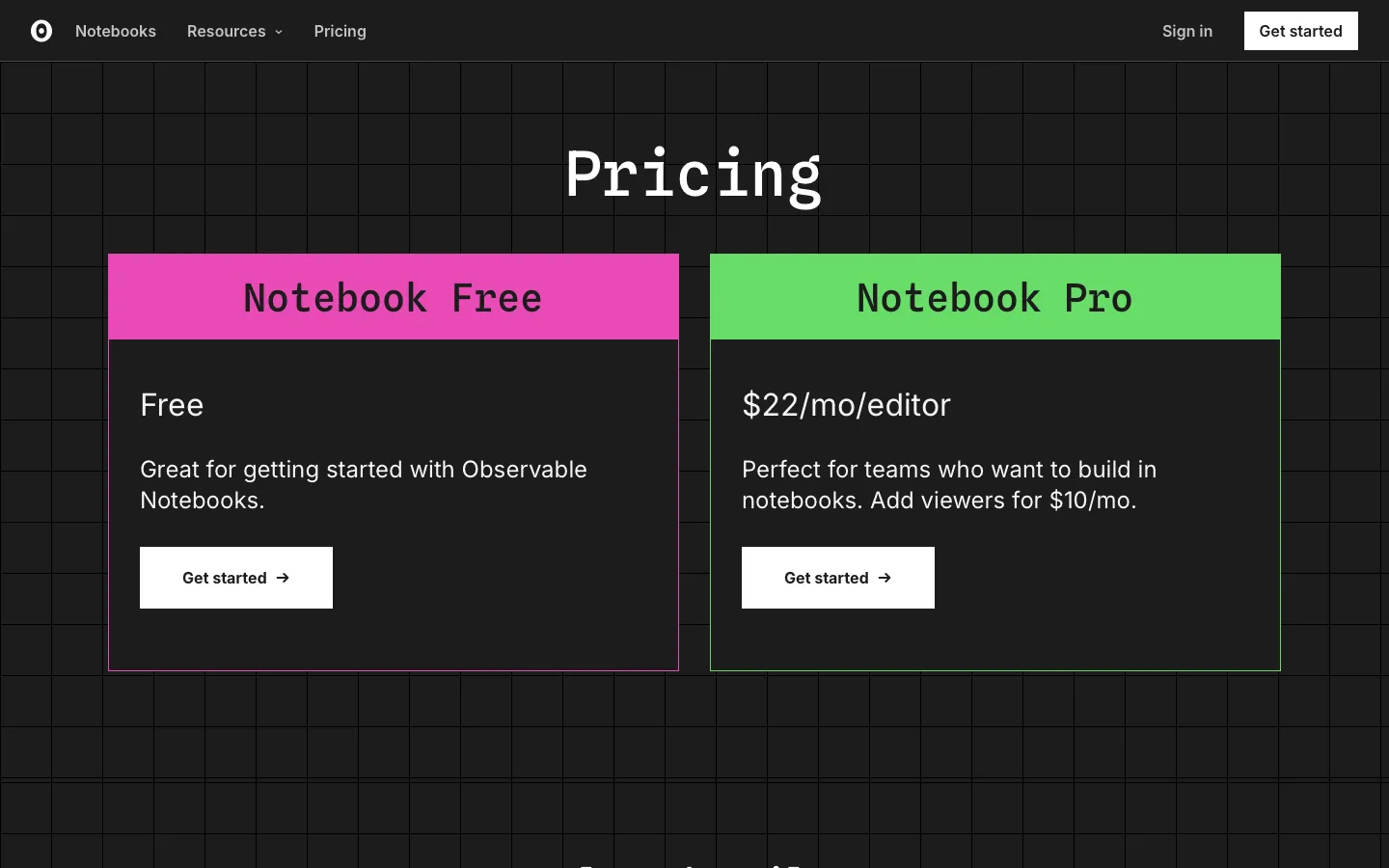 observablehq.com - Pricing Screenshot Preview