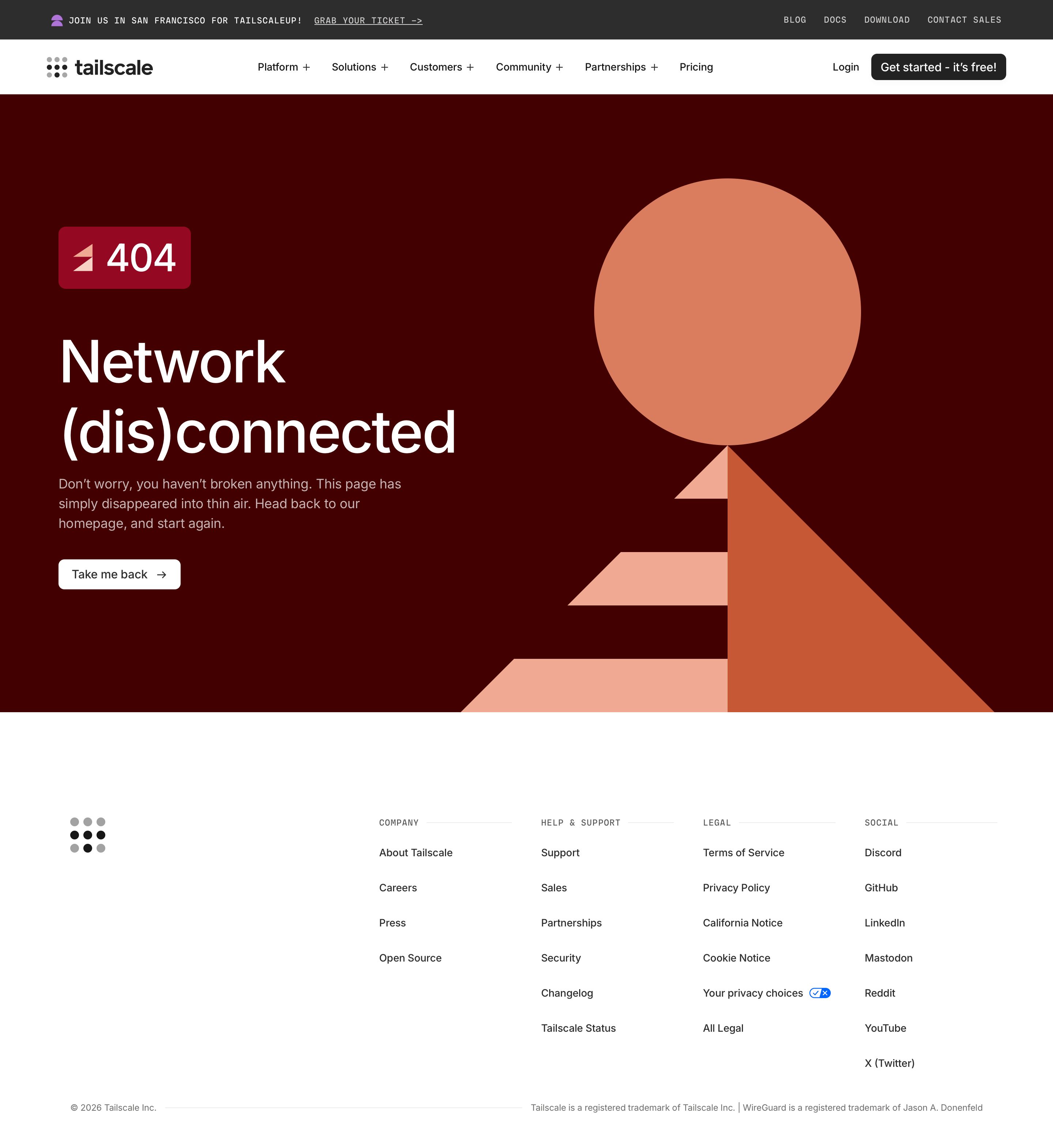 tailscale.com - 404 - Desktop Screenshot