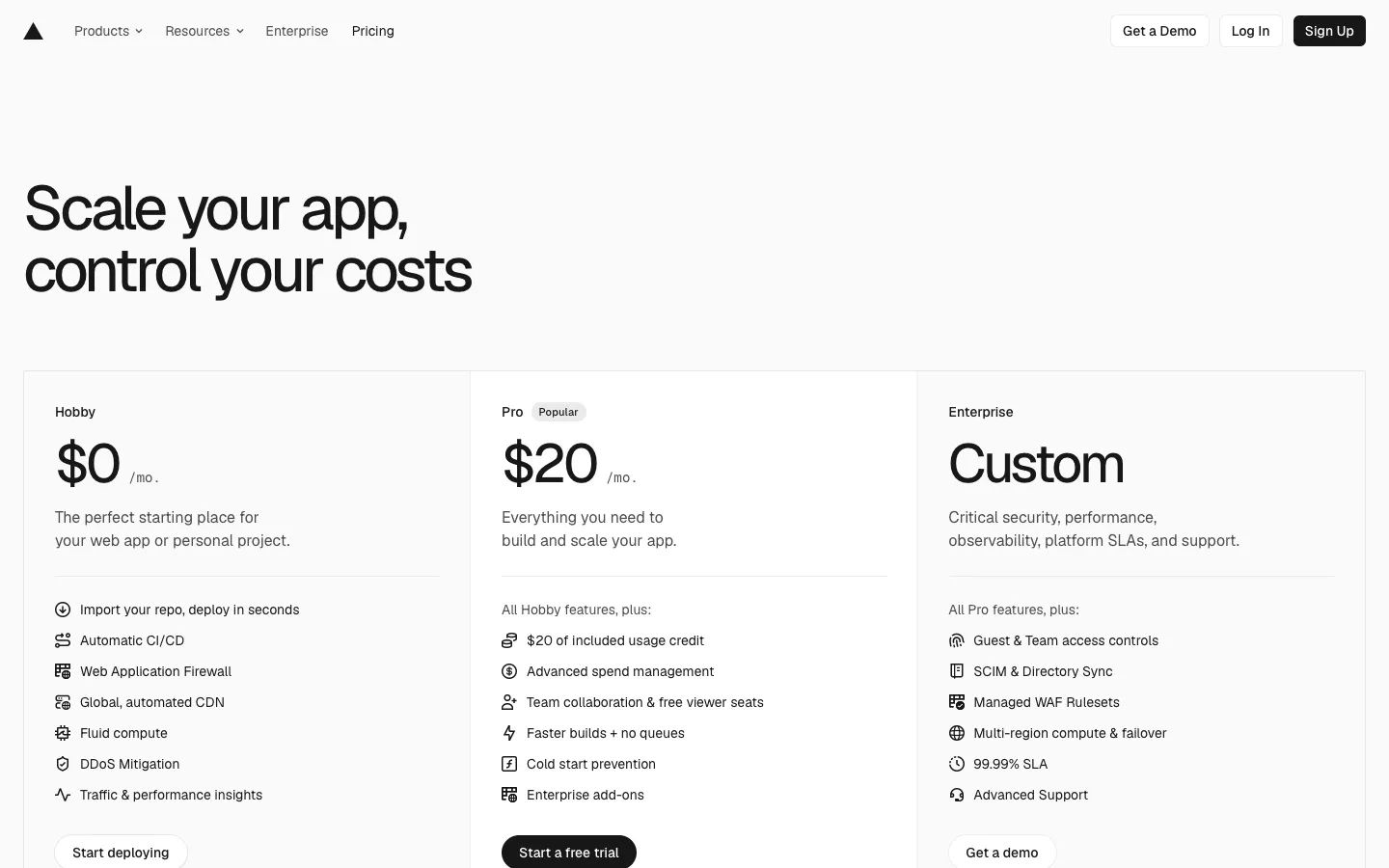 vercel.com - Pricing Screenshot Preview