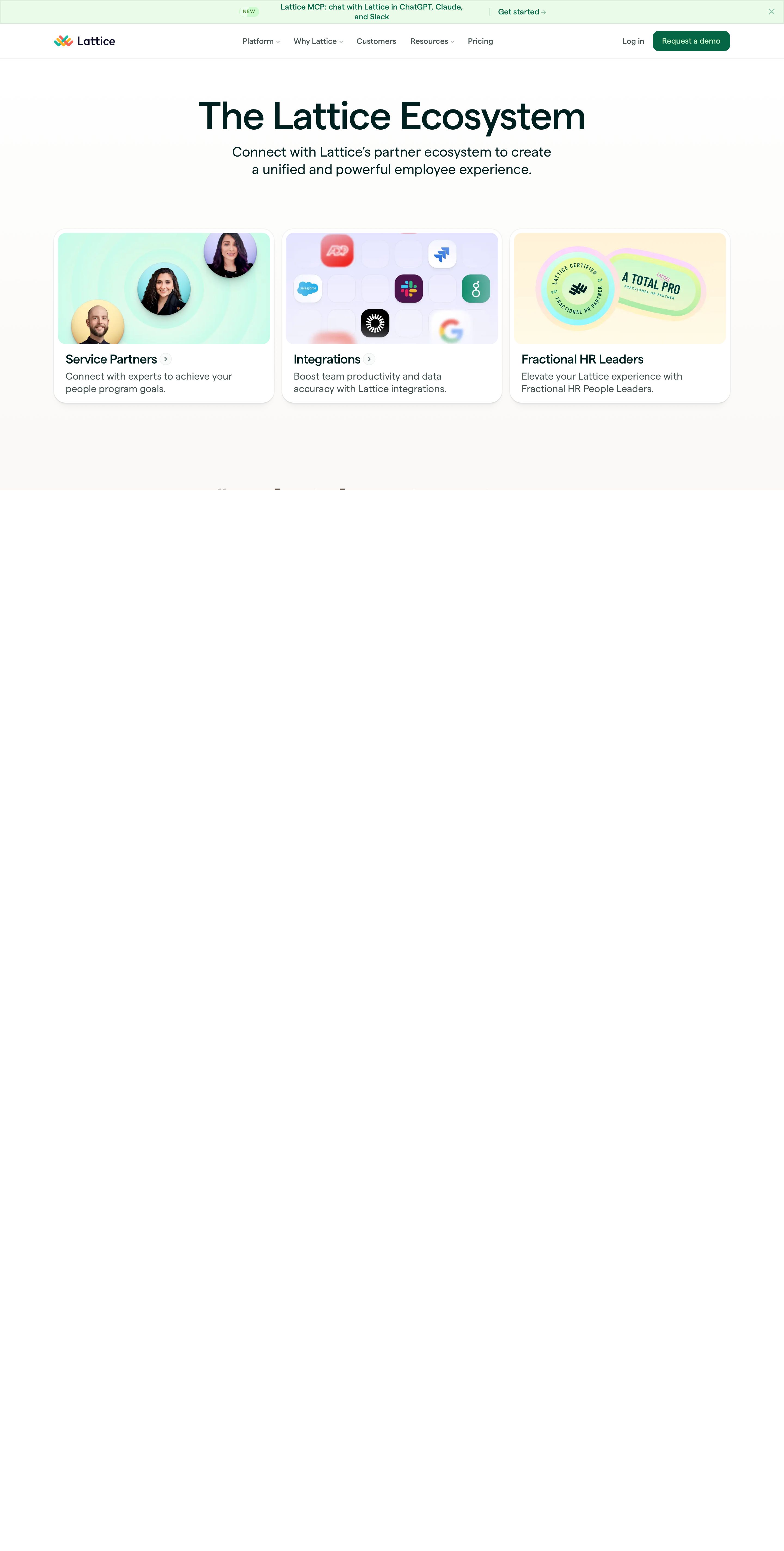 lattice.com - Partners and Integrations Ecosystem | Lattice - Desktop - Fri Jul 31 2026 15:44:19 GMT+0000 (Coordinated Universal Time) Screenshot