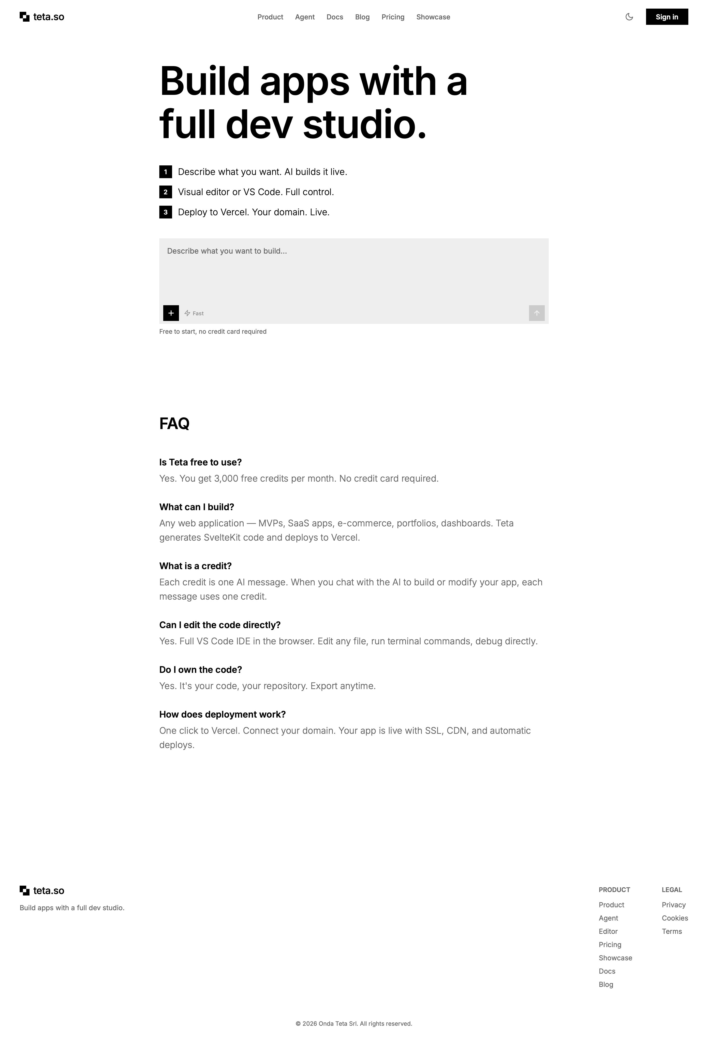 teta.so - Teta | AI App Builder — Chat, Visual Editor & VS Code - Desktop Screenshot