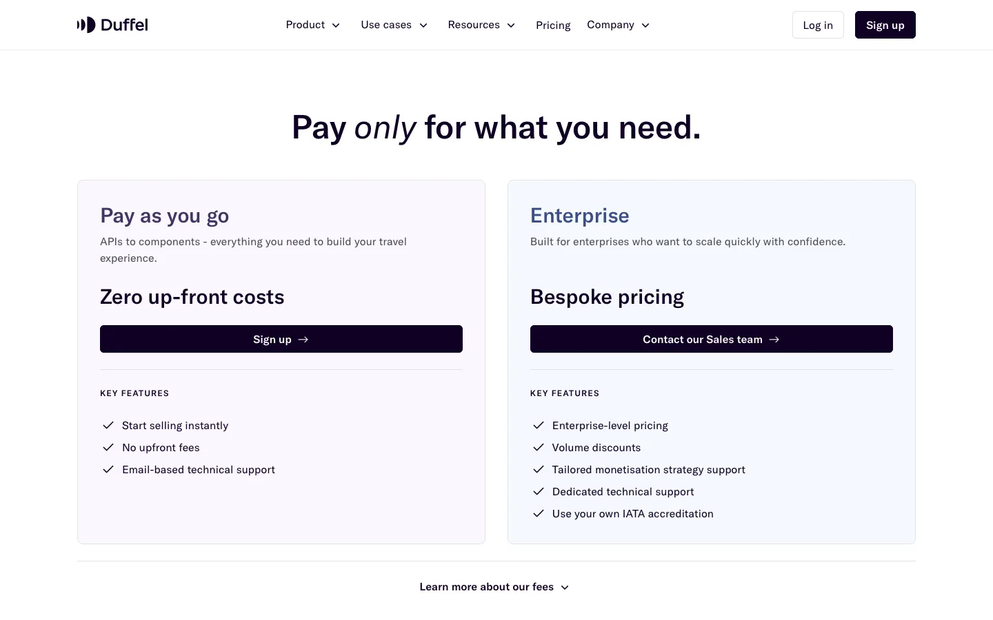 duffel.com - Pricing Screenshot Preview