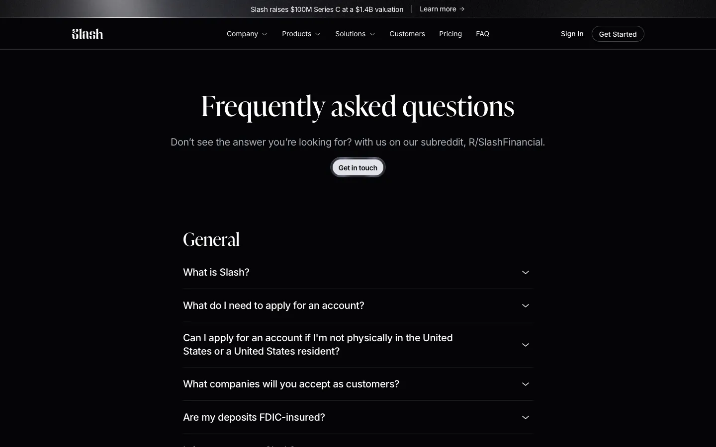 slash.com - FAQs Screenshot Preview