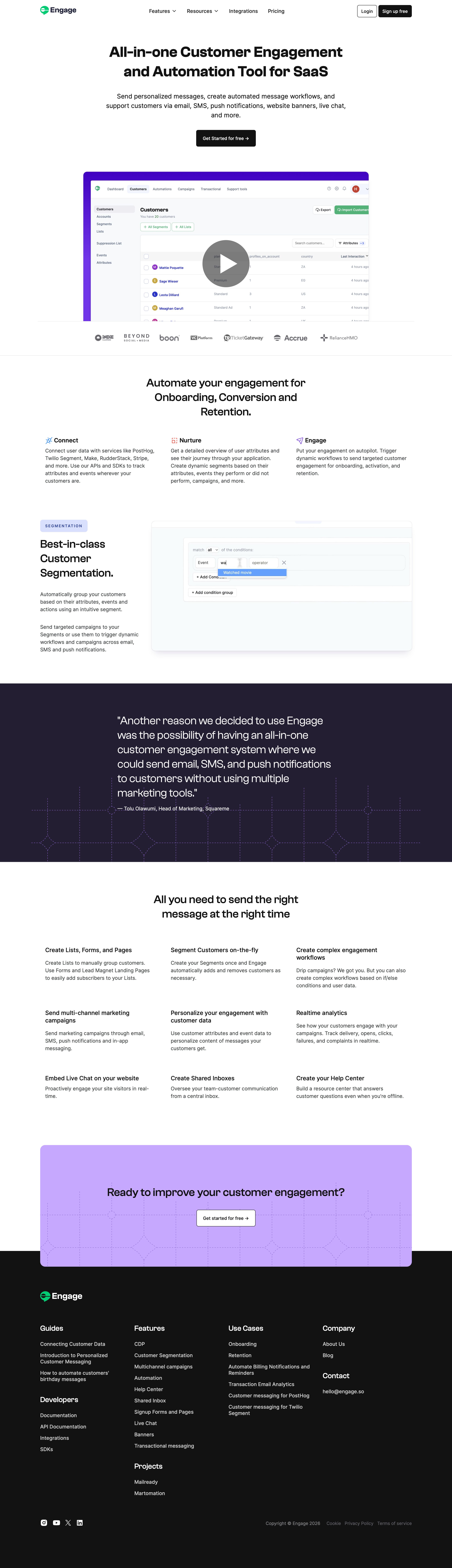engage.so - Customer Engagement for SaaS - Engage - Desktop - Mon Jul 27 2026 10:22:31 GMT+0000 (Coordinated Universal Time) Screenshot