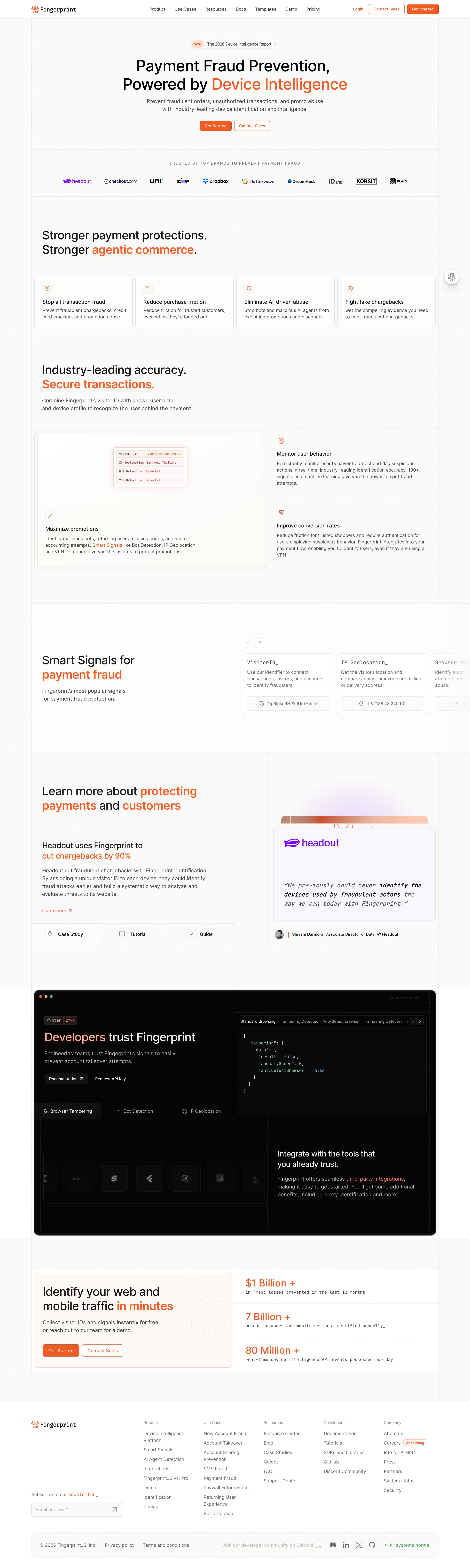 fingerprint.com - Payment Fraud Detection and Prevention | Fingerprint - Desktop Screenshot
