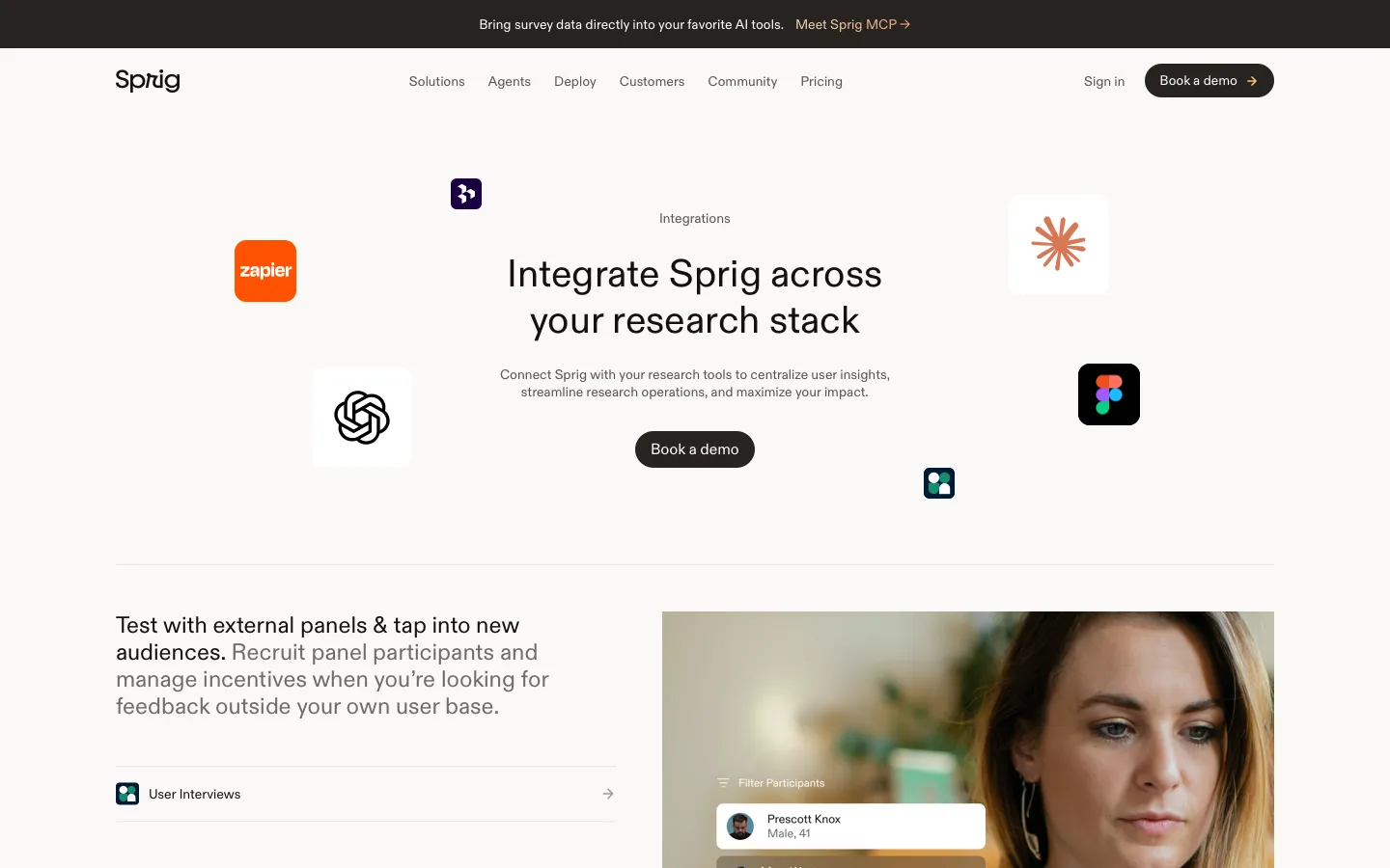 sprig.com - Integrations Screenshot Preview