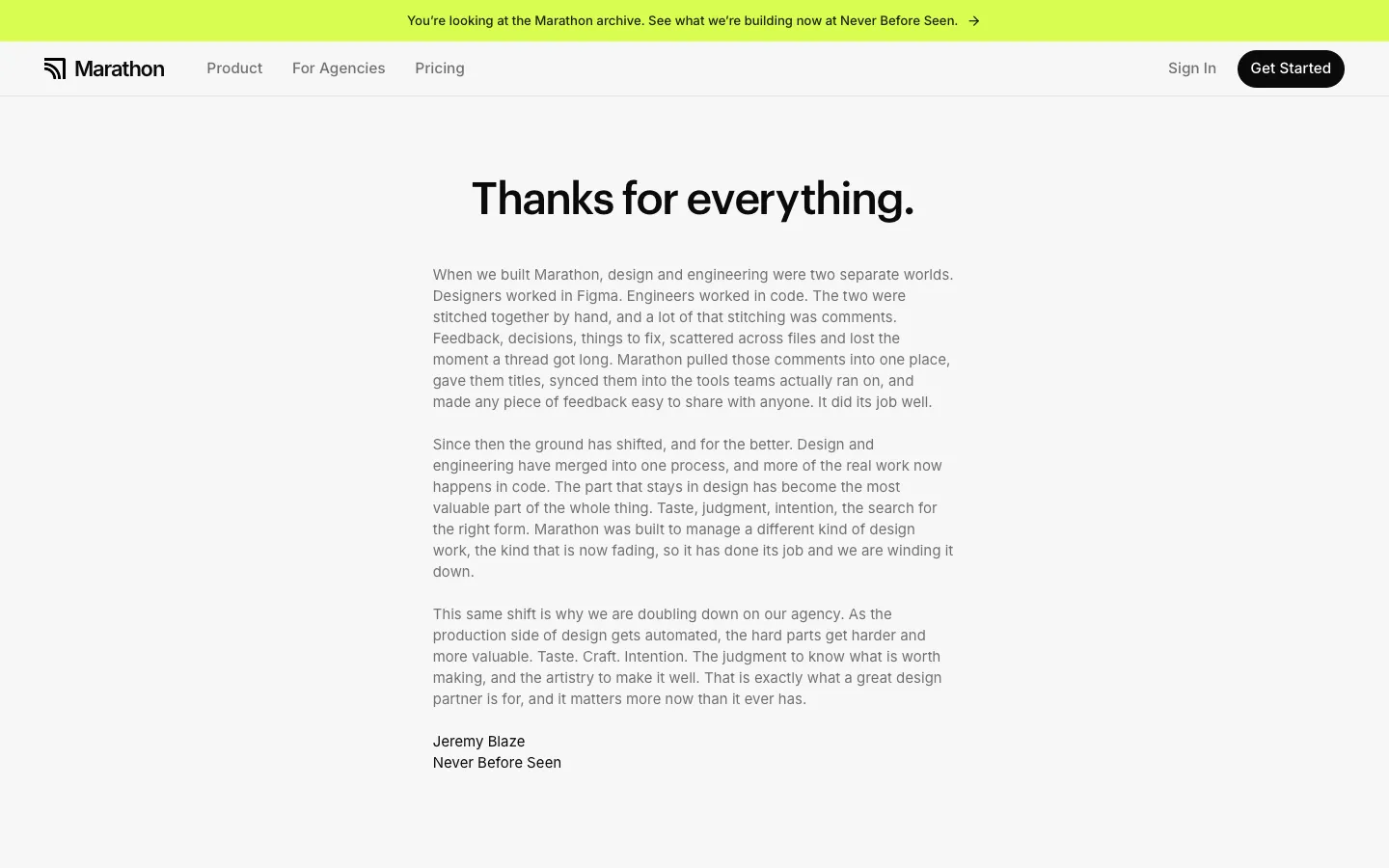 onmarathon.com - Landing Screenshot Preview