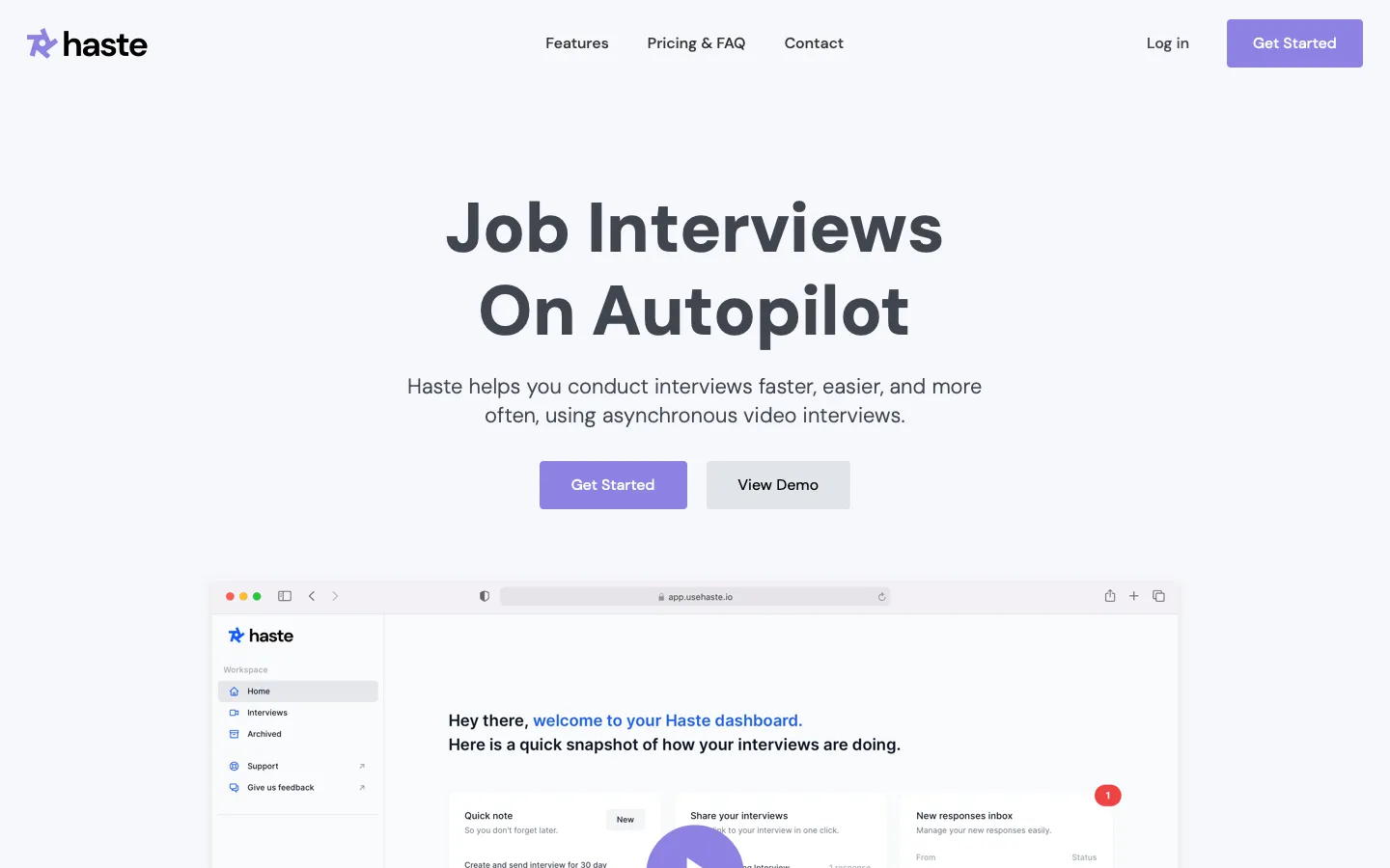 usehaste.io - Landing Screenshot Preview
