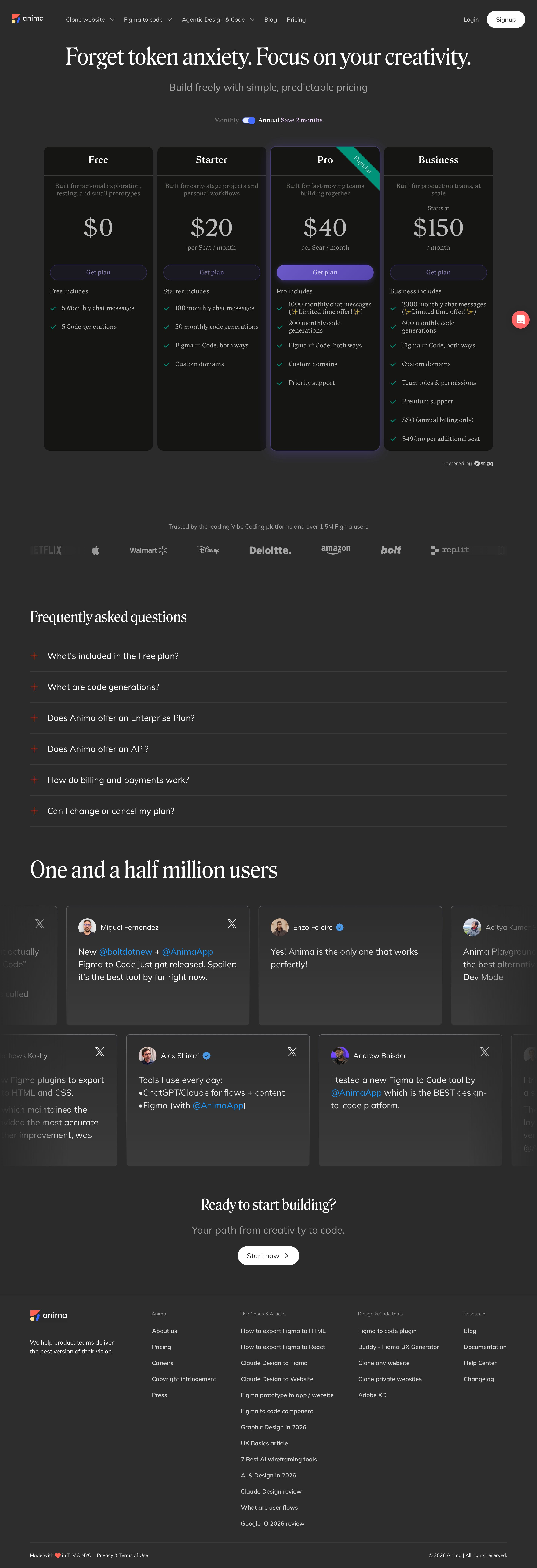 animaapp.com - Pricing Plans - Anima - Desktop - Wed Jul 29 2026 03:10:30 GMT+0000 (Coordinated Universal Time) Screenshot
