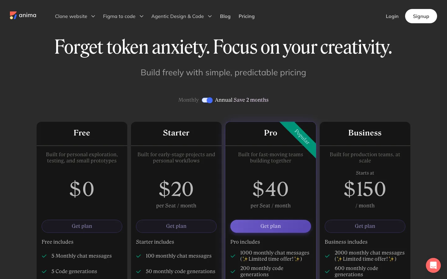 animaapp.com - Pricing Screenshot Preview